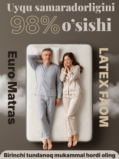 Tabiiy lateks Topper (86%) - uyqu salomatligi uchun qulaylik va g'amxo'rlik