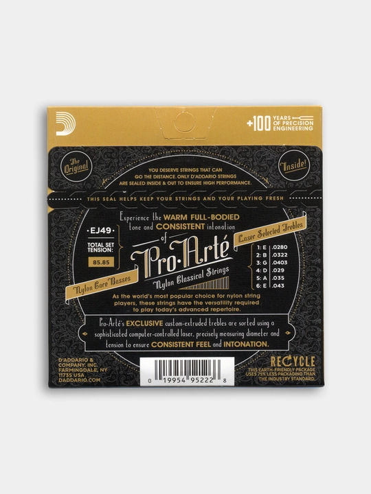 Klassik gitara uchun d'addario torlari, EJ49 neylon, Normal Tension PRO ARTE + 1mediatr