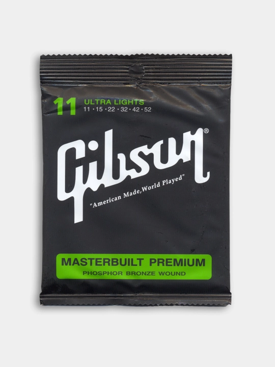 Струны GIBSON 11-52 для акустической гитары, MASTERBUILT PREMIUM, 1 медиатр - 