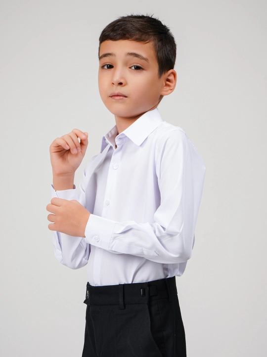 Рубашка для мальчика Slim Fit с длинным рукавом, качественная, школьная форма, 7-14 лет