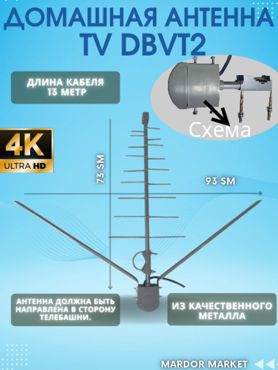 TV HD antennalari, 5 m magnit, 10 m Aoki, 13 m qaldirg'och, xona va tom uchun