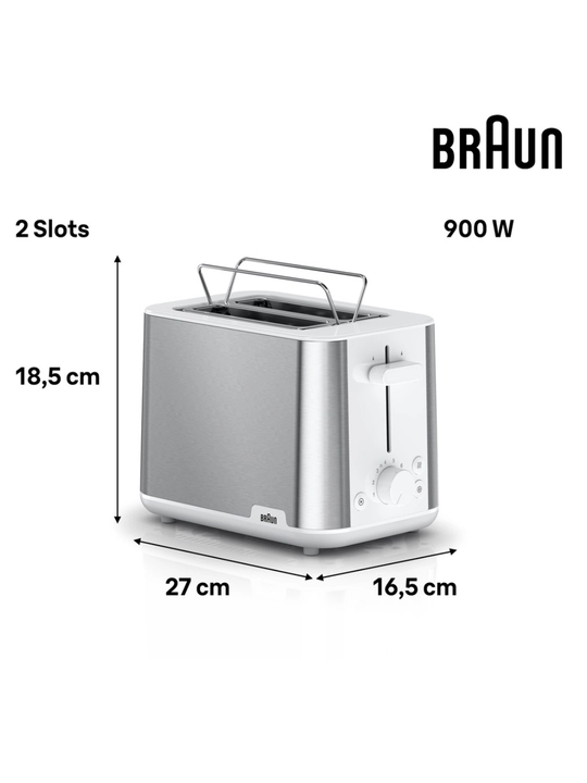 Тостер Braun HT1510WH PurShine 2 тоста 900 Вт 8 уровней поджаривания