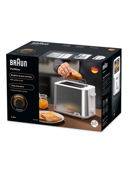 Тостер Braun HT1510WH PurShine 2 тоста 900 Вт 8 уровней поджаривания