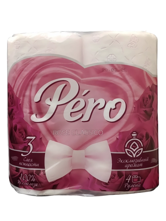 PERO ROSE 4, 8, 24 o‘ramli, 3 qatlamli hojatxona qog‘ozi