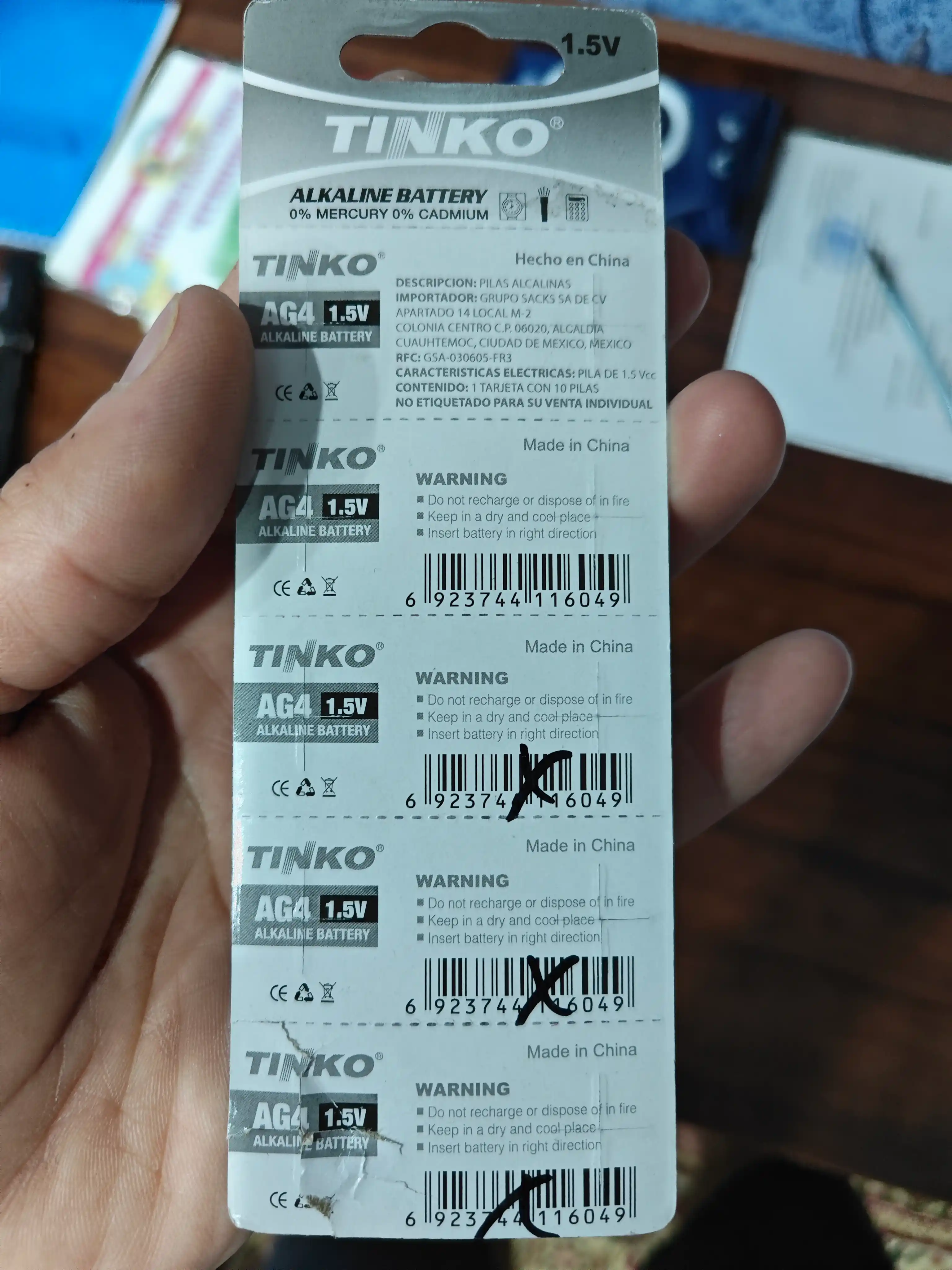 Tugmali batareya markasi Tinko AG4 LR626, 177, 1.5v, 10 dona