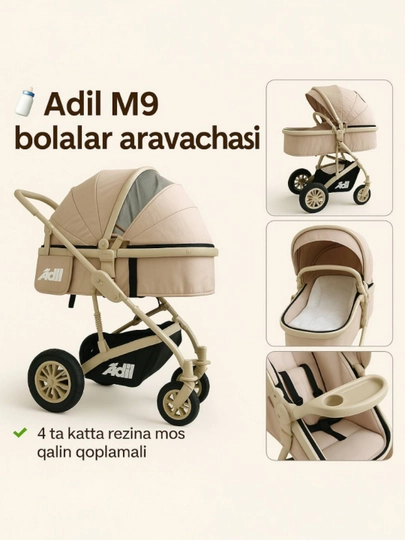 Детская коляска Adil M9 — BOZOR77-156-КРЕМОВ