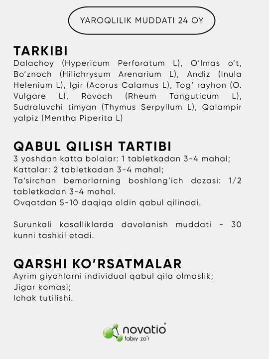 Jigar va safro yo'llari uchun BFQ, Novatio, "Gepanorm", 80 tabletka