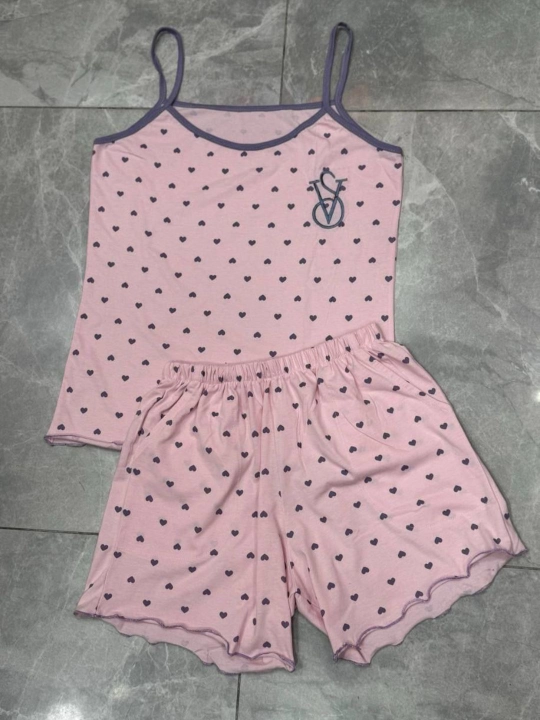 Ayollar va qizlar uchun pijama to'plami, shortik va top mayka, bahor-yoz uchun uy kiyimi