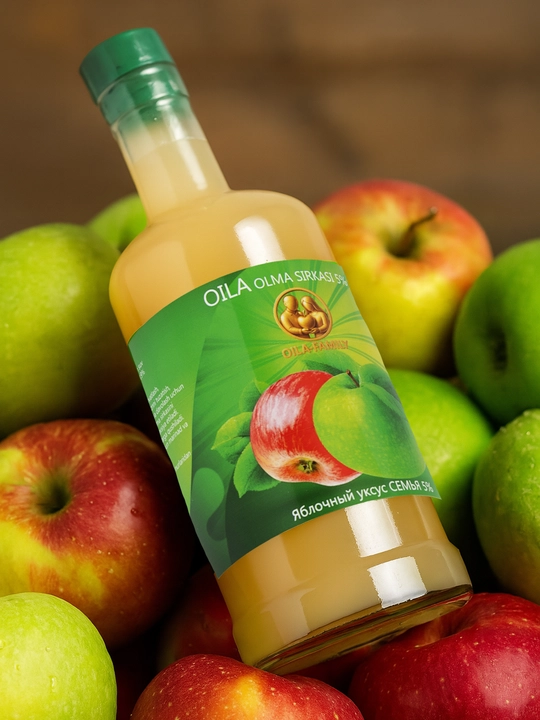 "Oila" filtrlanmagan olma sirkasi 5% (0,5 l) - uyda tayyorlangan ta’mi