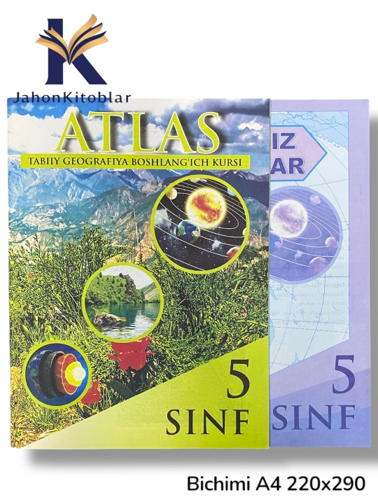 Geografiya atlasi va kontur xarita to’plami 5, 7, 8, 9, 10 sinflar uchun 