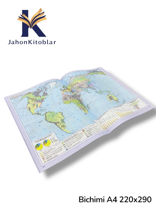 Geografiya atlasi va kontur xarita to’plami 5, 7, 8, 9, 10 sinflar uchun 