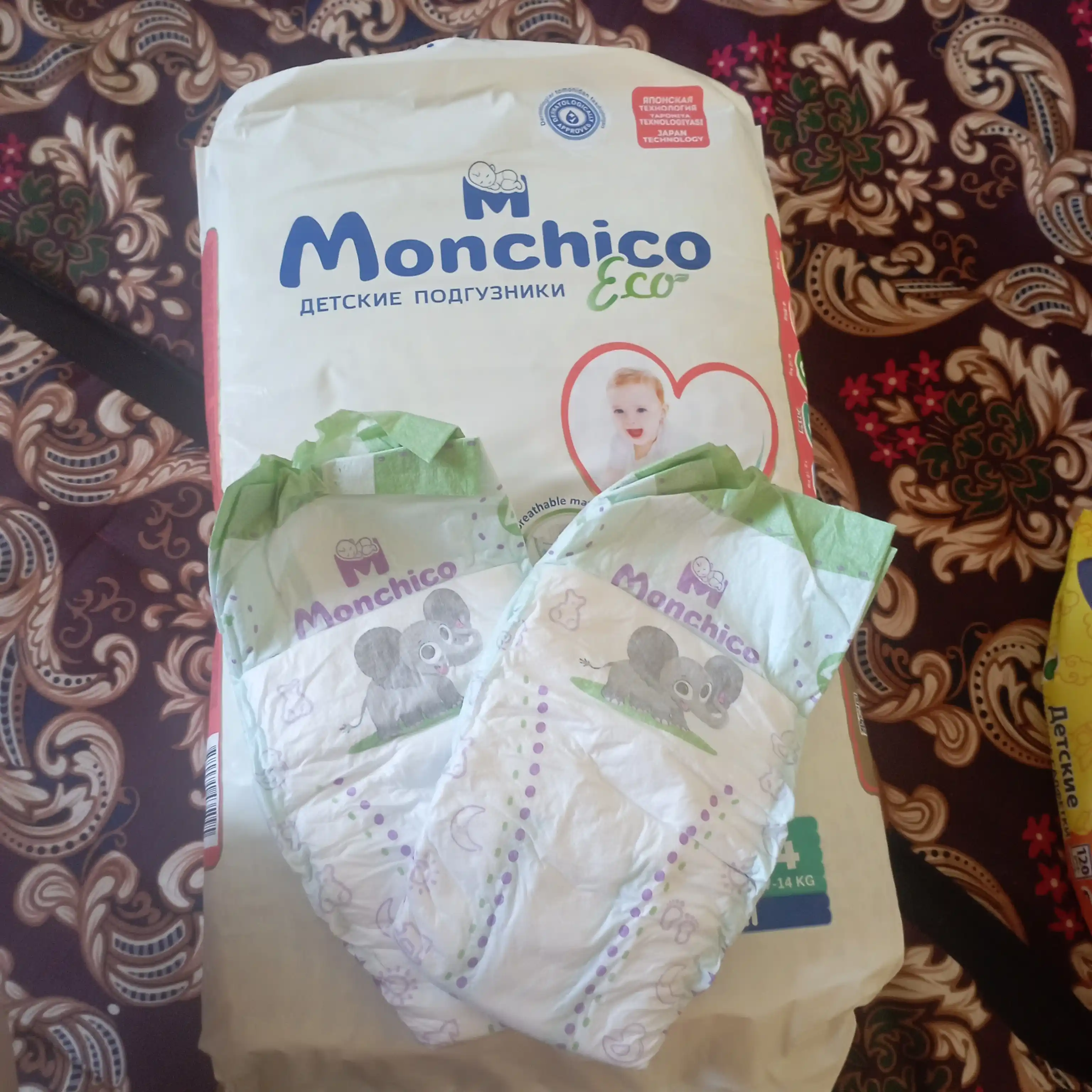 Tagliklar Monchico Eco+ o'lchami 4, 7-14 kg, 52 dona