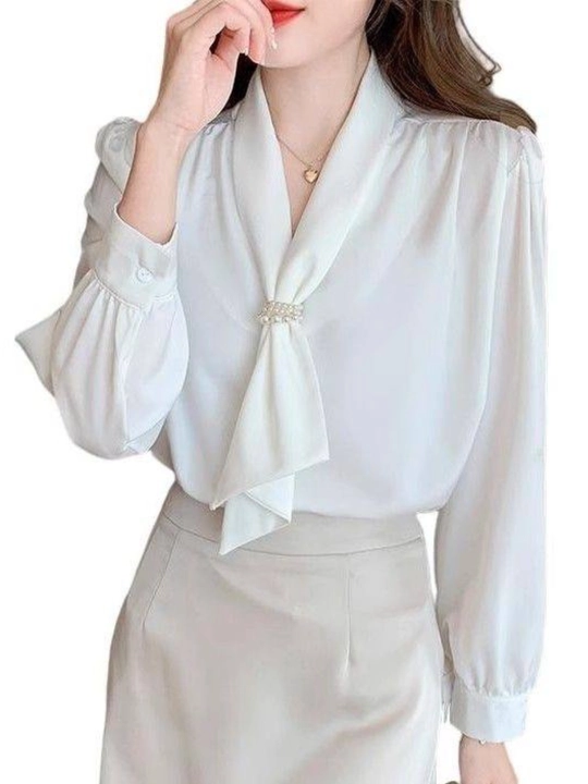 Kofta oq, maktab, ofis va o'qish uchun oq bluzka, 3XL gacha