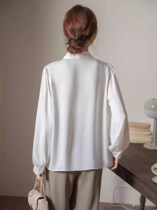 Kofta oq, maktab, ofis va o'qish uchun oq bluzka, 3XL gacha