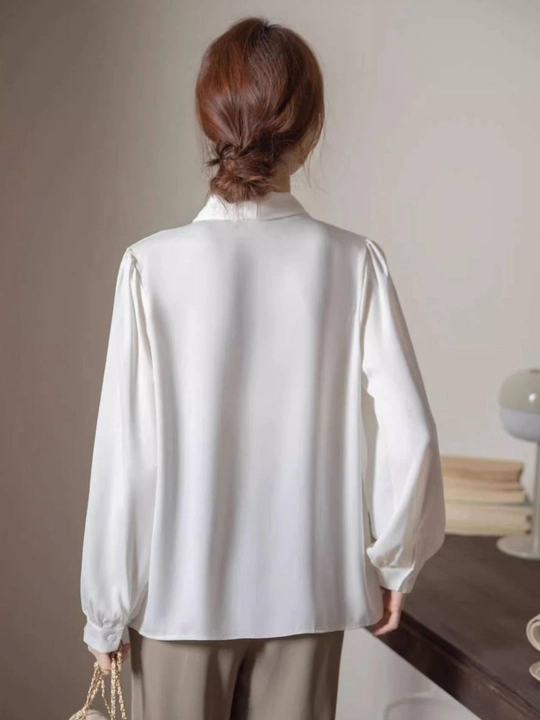 Kofta oq, maktab, ofis va o'qish uchun oq bluzka, 3XL gacha