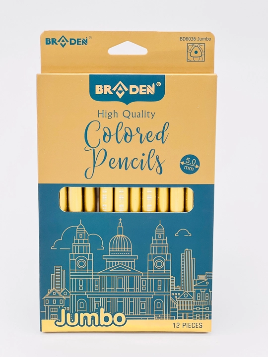 Braden rangli chizma qalamlari "Colored Pencils", 12 ta rang, 5.0 mm - 
