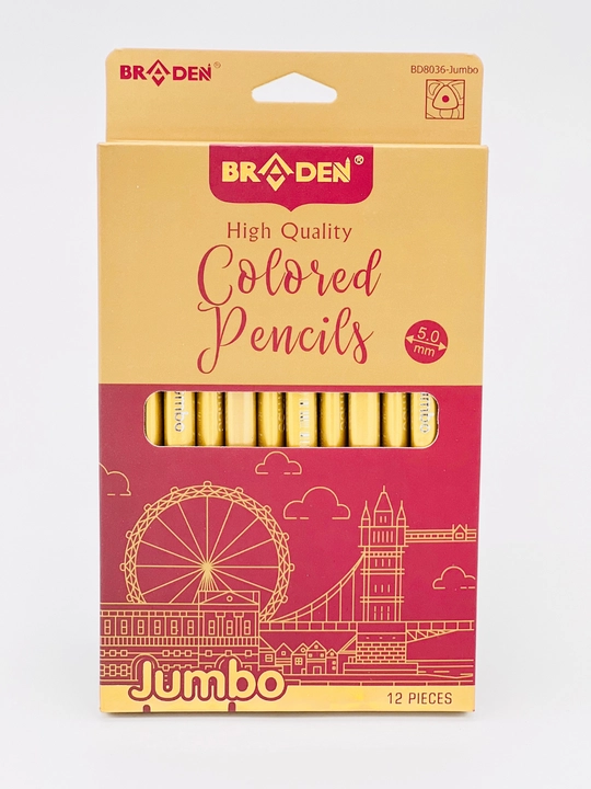 Braden rangli chizma qalamlari "Colored Pencils", 12 ta rang, 5.0 mm - 