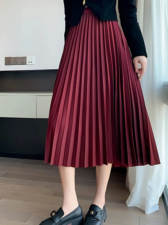 Юбка плиссе миди, для офиса и школы - EllyFashion