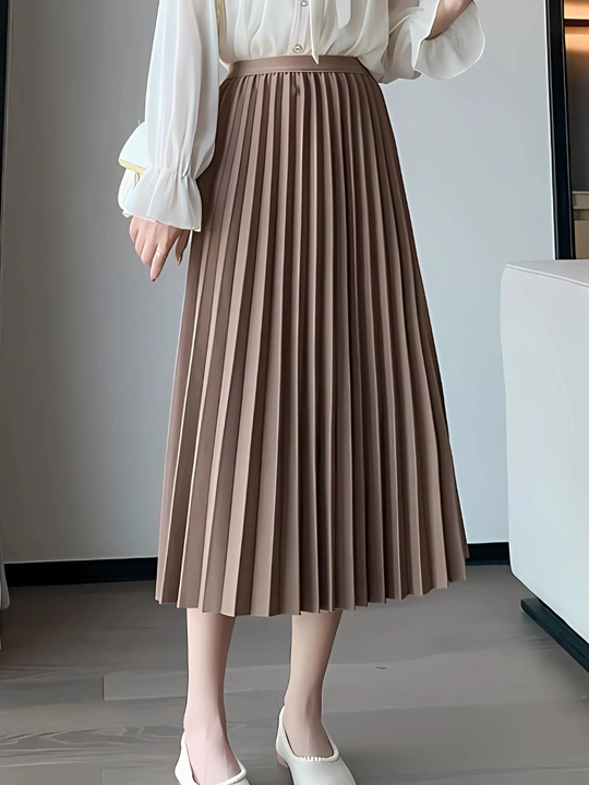 Юбка плиссе миди, для офиса и школы - EllyFashion