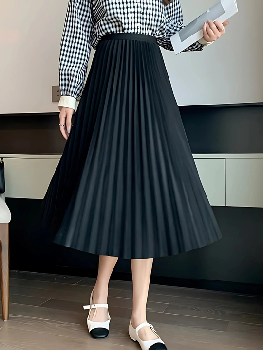 Юбка плиссе миди, для офиса и школы - EllyFashion