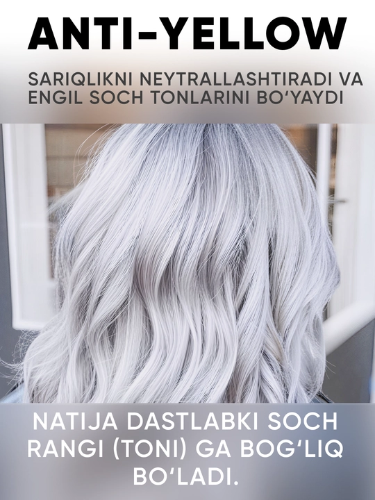 Tush beruvchi balzam Kulrang blond, 300/1000 ml, sarg‘ishni yo‘qotish, sovuq kulrang ohang