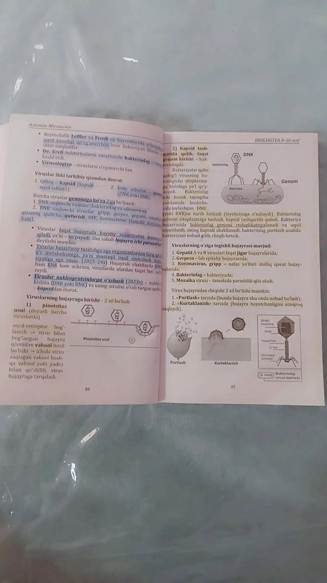 Biologiya 9-10-sinf, qo'llanma, ozbek tilida