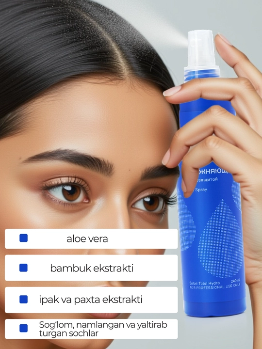 Namlantiruvchi issiqlikdan himoya qiluvchi sprey Hydro Spray, 240ml, himoya, oziqlantirish