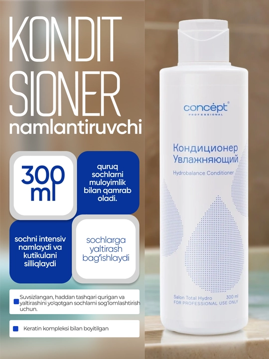 Namlantiruvchi konditsioner CONCEPT Hydrobalance, 300/1000 ml, ta’minlash, tiklash