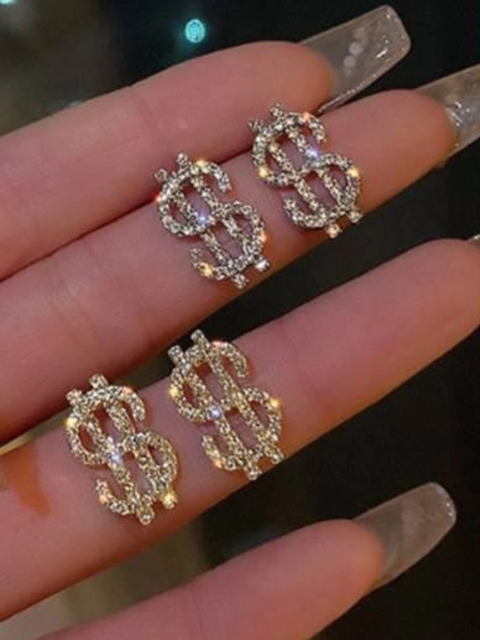 Серьги в форме доллар super rich, женские серьги гвоздики, женские серьги - 