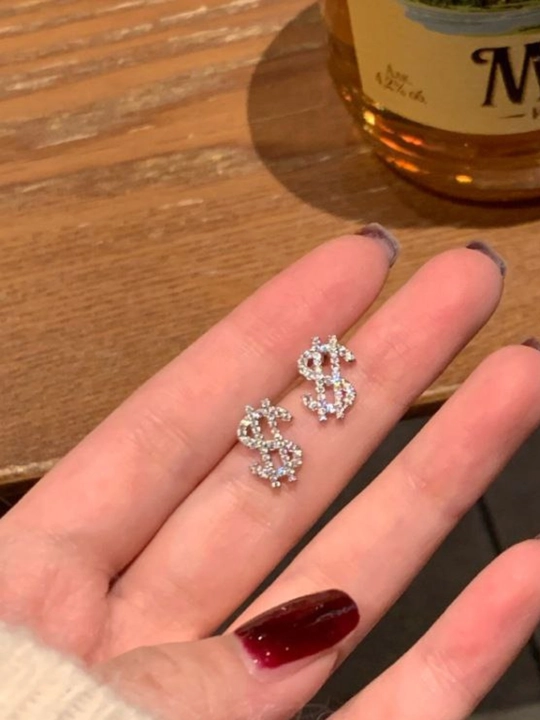 Серьги в форме доллар super rich, женские серьги гвоздики, женские серьги