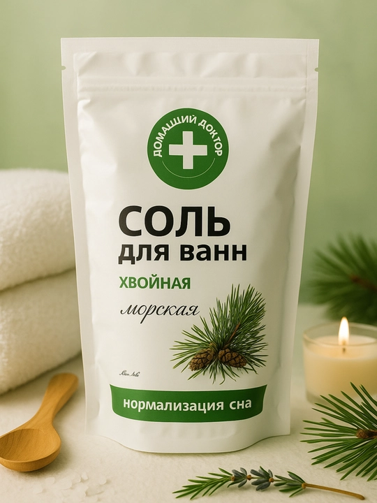 Соль для ванн Домашний Доктор, расслабление и увлажнение с морской солью, 500 мл
