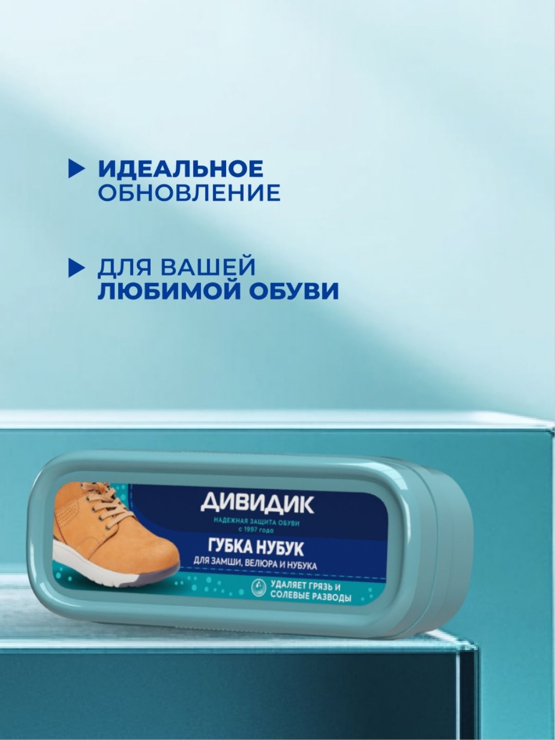Губка для чистки замшевой обуви бесцветная Дивидик Нубук