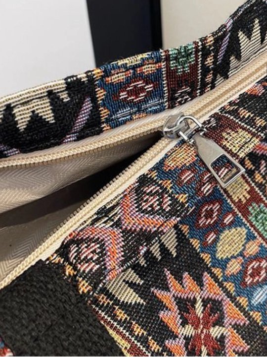 Sumka shopper sayohat va ish uchun, katta hajmli, yelkama, matoli
