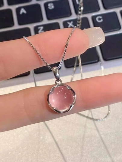Цепочка на шею с аквамариновым камнем, для женщин и девушек — BLUED-0000029-РОЗОВ