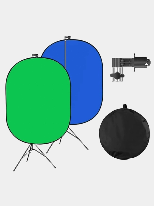 Neewer xromakey fon, 1.5×2 m, stoykali, 2 tasi 1 da yashil-ko‘k, video va strimlar uchun - 