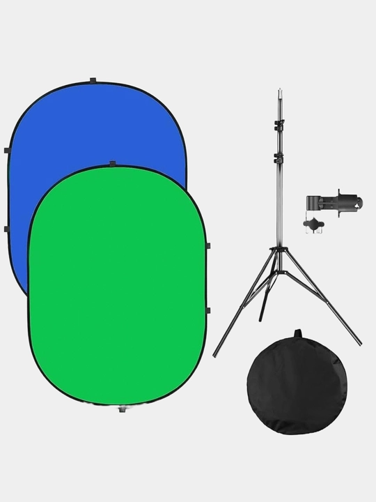 Neewer xromakey fon, 1.5×2 m, stoykali, 2 tasi 1 da yashil-ko‘k, video va strimlar uchun