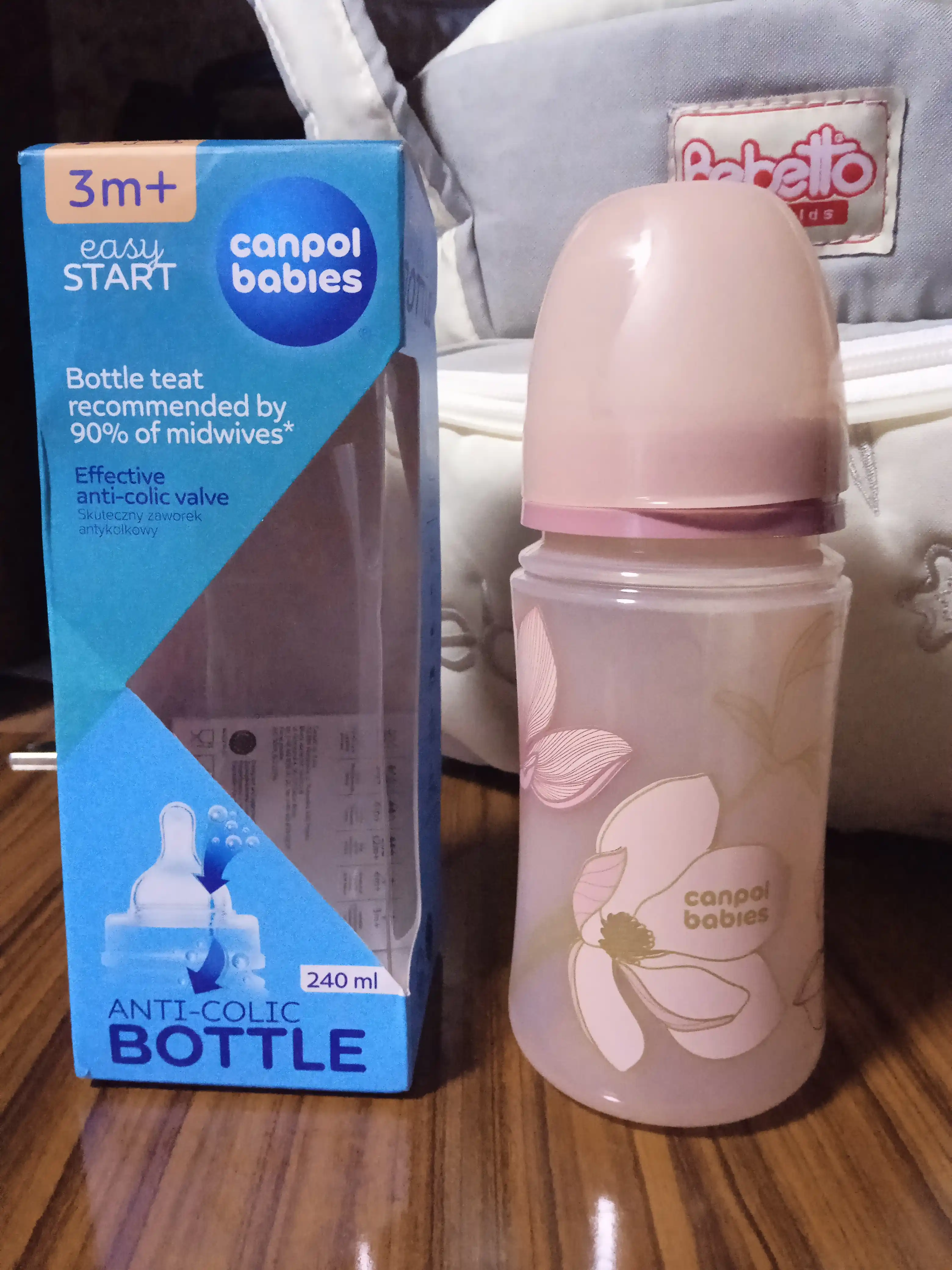 Kolikaga qarshi keng og'izli butilka Easy Start-GOLD, 240 ml, PP