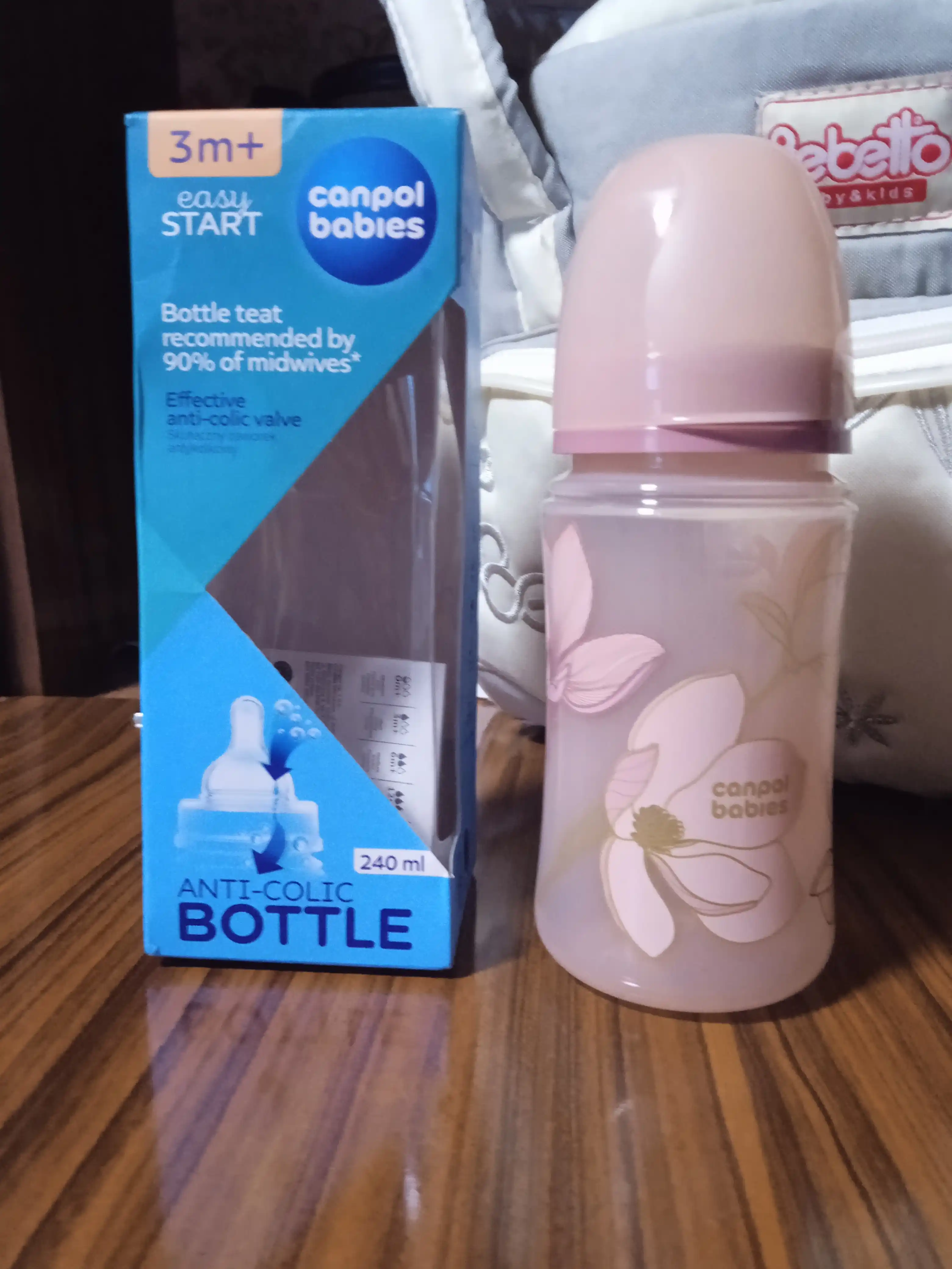 Kolikaga qarshi keng og'izli butilka Easy Start-GOLD, 240 ml, PP