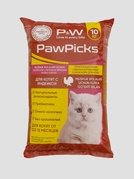 Paw Picks сухой корм для котят с индейкой 10 кг