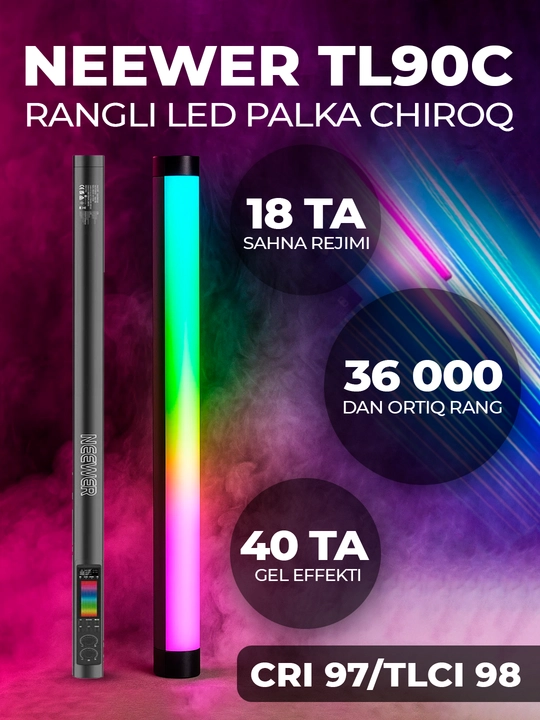 RGB Neewer TL90C свет, 30Вт, 6000мАч, 2500–10000К, APP, DMX, длина 94,5 см - 