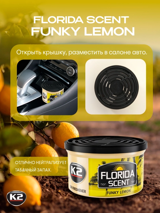Освежитель воздуха FLORIDA SCENT: лимон, цитрус, новая машина, ягоды и чай