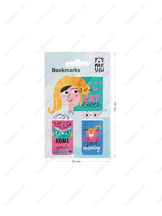 Закладки магнитные для книг, 3 шт, MESHU "Cat lover", MS_46719