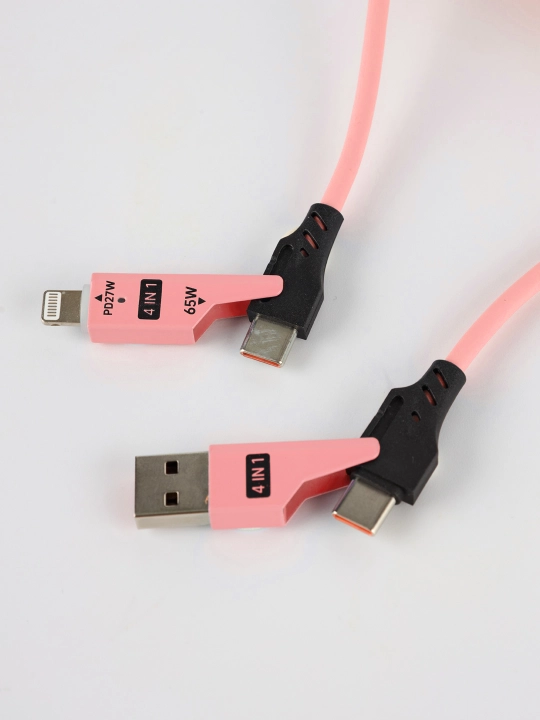 Zaryadlash kabeli cho'ziluvchan, 65 Vt, 4 tasi 1 da, iPhone, Samsung, Redmi, Type-C, Lightning - 