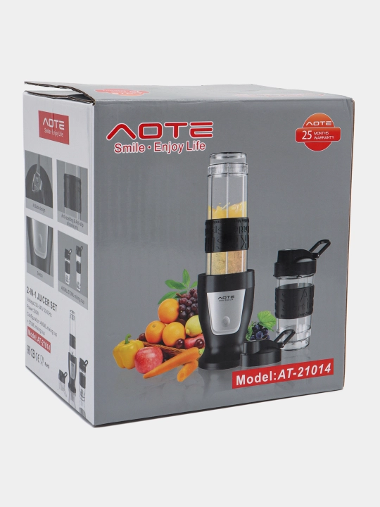 AOTE AT-21014 portativ blender – 2 idishli, USB zaryadli, meva va kokteyllar uchun