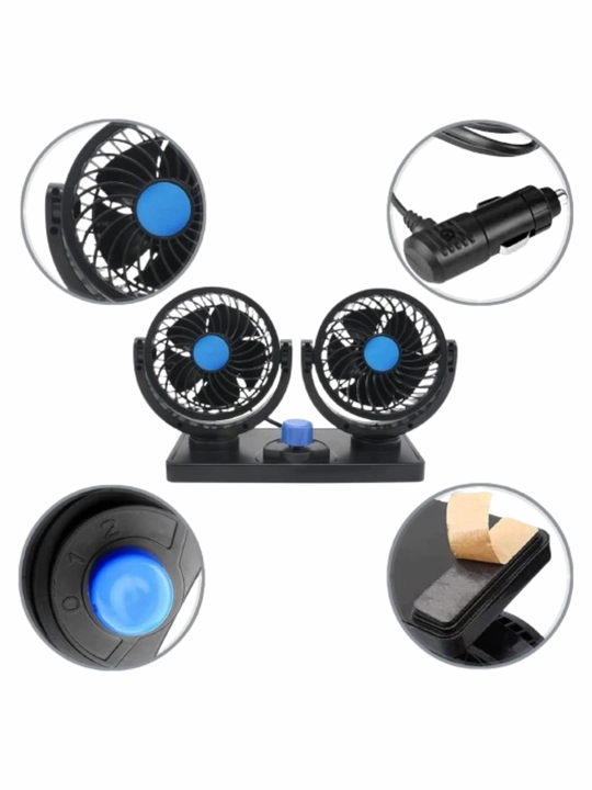 USB avtomobil ventilyatori, ikki boshli, 360° aylanuvchi, sokin ishlovchi