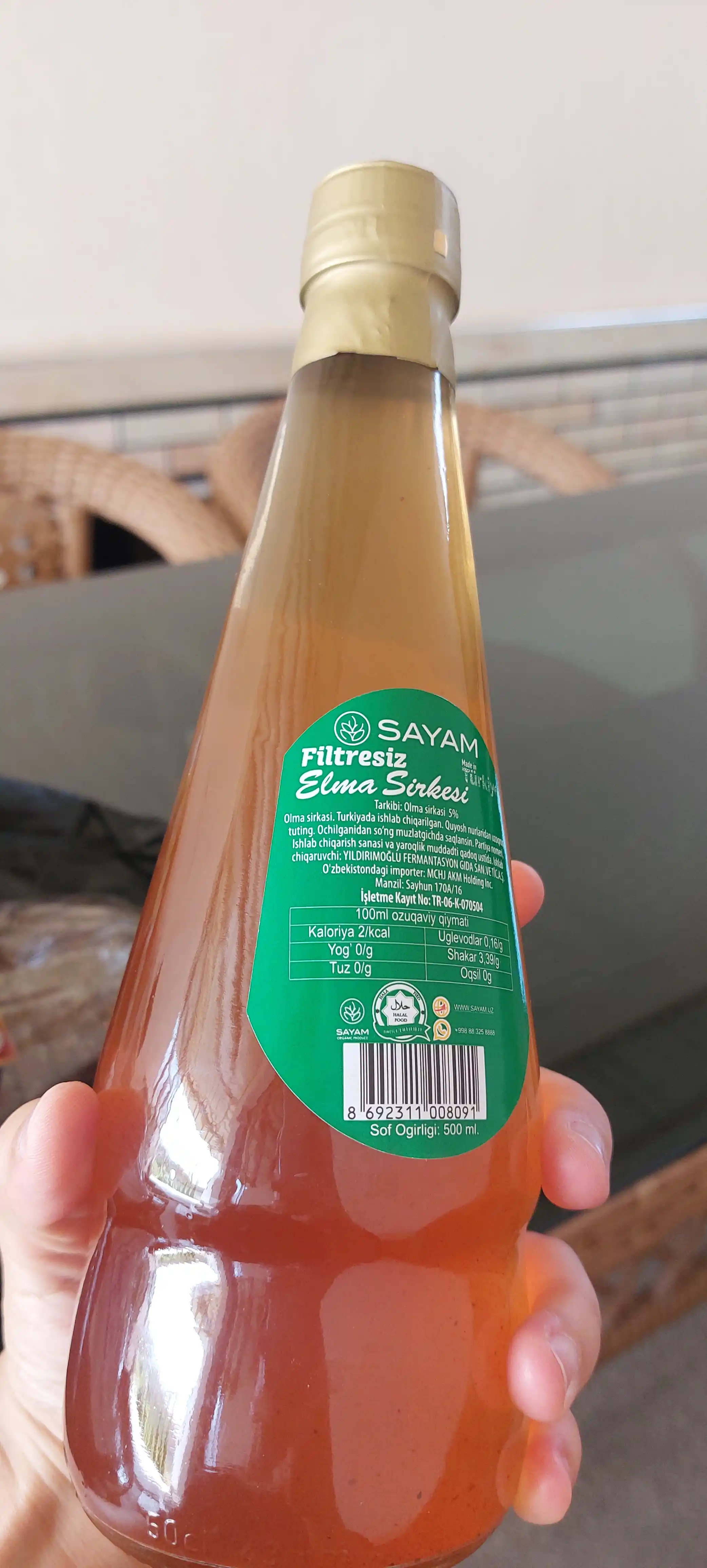 Olma sirkasi, Sayam, organik, filtirlanmagan, 500 ml, Turkiya