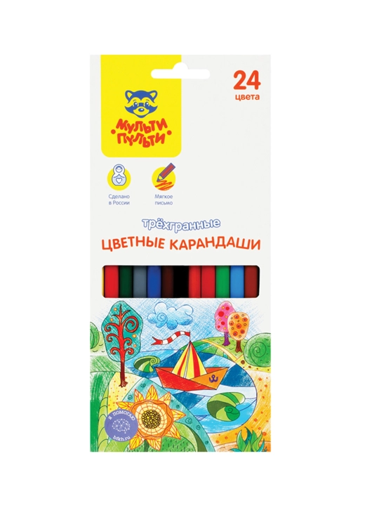 Rangli qalamlar Multi-Pulti "Aql bovar qilmaydigan sarguzashtlar", 24 rang, uchburchak - 