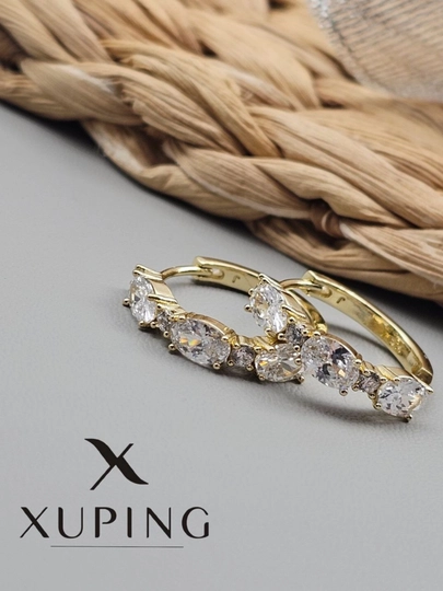 Кольцевые серьги для девочек и женщин, Xuping — 1001PRT-XUPINGK-БЕЖМЕЛ