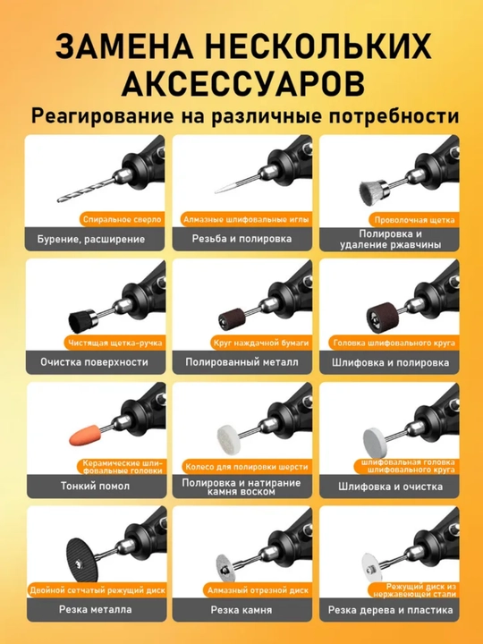 Ko'krakli elektr graver, 38 Vt, 27 dona ko'krak, 25000 vol./ min, 3 tezlik
