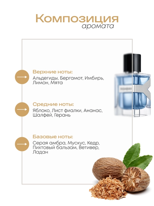 Духи мужские Datum Parfume YSL Y с бергамотом, яблоком, шалфеем и кедром